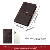 Dompet Kartu Panjang Kulit Asli Pria, Dompet Kulit Retro Crazy Horse, Tas Tangan Tebal Multi Slot untuk SIM