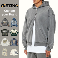 Sweat-shirt à capuche pour homme en coton 100% avec logo personnalisé, épaules tombantes, coupe oversize, lourd, double fermeture éclair