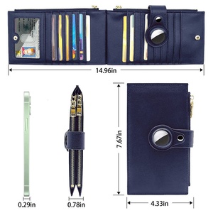 2022 Top Trending Products Designer for Apple Air Tag <b>RFID</b> Card Holder Credit Card Zipper Closure Genuine Leather Slim <b>Wallet</b> - Product Image 5