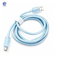 Câble USB A vers USB C 5V3A tressé, cordon de charge rapide, chargeur de type C transparent, 1M 1.5M pour ordinateur portable, tablette, téléphone
