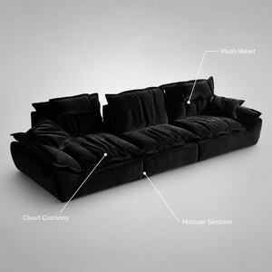 Divano a Vela in Ciniglia Nero con Tessuto Cloud, Design Italiano Moderno, Seduta Extra Larga, Schienale Regolabile, Arredamento per Soggiorno - Product Image 3