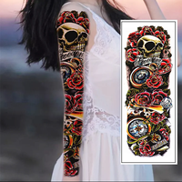 Pegatina de tatuaje temporal segura de alta calidad diseño Tribal de brazo completo para hombres y mujeres Aplicación de papel blanco para estilo Sexy al por mayor