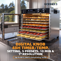 8-laags voedseldroger voor thuisgebruik, roestvrijstalen dehydrator met warmtepomp, kleine voedseldroger voor fruit, groenten, vlees en jerky.