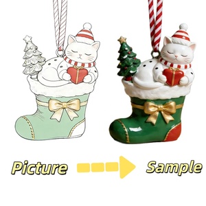 Accessoires de village de Noël en résine, ornement personnalisé de renne de Noël avec traîneau, décorations de Noël - Product Image 4