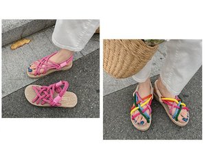 Delle donne di Estate Scarpe di <span class=keywords><strong>Corda</strong></span> Intrecciata <span class=keywords><strong>Con</strong></span> <span class=keywords><strong>La</strong></span> Tradizionale Stile Casual E Semplice Creatività <span class=keywords><strong>Sandali</strong></span> di Modo - Product Image 4