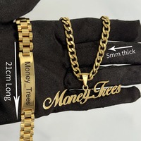 Collier Cuba personnalisé OEM avec lettres, plaqué or 18 carats, en acier inoxydable, livraison directe pour les fêtes