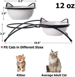 Ceramic Raised Pet <strong>Cat</strong> Bowls 12 Ounces Elevated Food or Water Bowls Double <strong>Cat</strong> Dishes <strong>Gift</strong> for <strong>Cat</strong> - Product Image 2