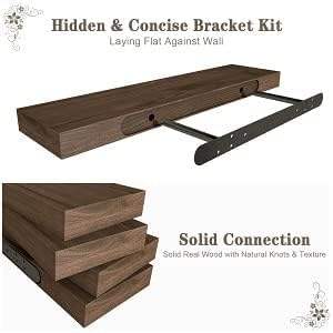 أرفف عائمة مثبتة على الحائط لغرفة النوم وغرفة المعيشة والمطبخ والمكتب ومنزل المزرعة (الجوز) - Product Image 2