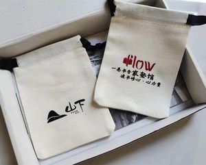 Custom Logo Organic Cotton Canvas <b>Drawstring</b> Bags Recyclable Packaging for Jewelry-for Rings <b>Bracelets</b> Glasses Earrings - Product Image 6