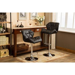 DB Glasgow-Juego de 2 taburetes de bar con mechones contemporáneos negros, altura ajustable con negro hidráulico - Product Image 1