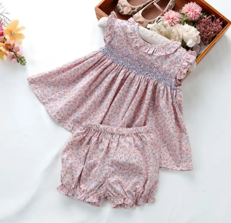 Vêtements pour enfants en coton printemps automne/hauts à pois + bas rose avec volants