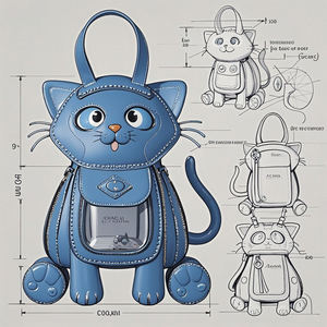 Tas Punggung Kulit PU Wanita, Ransel Sekolah Display Pin Jelas, Desain Kustom Kucing Lucu Tahan Air - Product Image 3