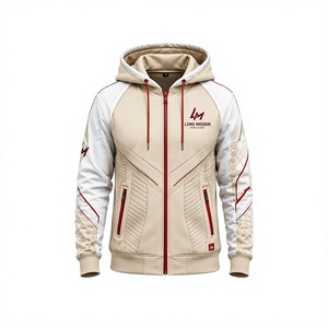 Veste polaire à capuche pour homme Long Mission, manches raglan, fermeture éclair, respirante, coupe classique, 100% coton, vêtements d'hiver - Product Image 5