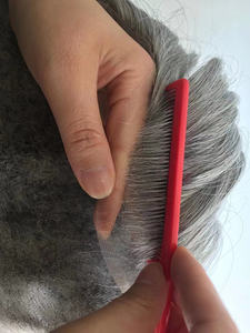 Postizos europeos para <span class=keywords><strong>hombre</strong></span>, <span class=keywords><strong>prótesis</strong></span> <span class=keywords><strong>capilar</strong></span> gris para <span class=keywords><strong>hombre</strong></span>, 1b80, Topper de pelo real blanco y gris para <span class=keywords><strong>hombre</strong></span>, tupé con encaje completo - Product Image 2