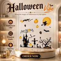 Autocollants de fenêtre d'Halloween en PVC imperméables décoratifs pour les présentoirs de café et les décorations de fêtes – Vente en gros