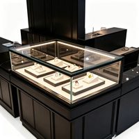 Moderne Luxus-Glasvitrine mit LED-Beleuchtung, Robuster Edelstahl-Schmucktresen für Uhren- und Juweliergeschäfte