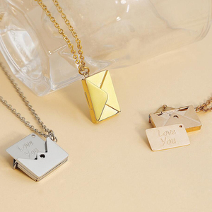 Gương Đánh Bóng Thép Không Gỉ Lời Thú Tội Tình Yêu Của Người Yêu Món Quà Phong Bì Mặt Dây Chuyền Vòng Cổ - Product Image 6