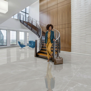 Vistaar Belmot Steel Gray 1200x1200mm Polished Ceramic Tiles 4x4ft Glossy Glazed Porcelain for Bathroom - Product Image 1