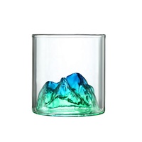 Verre à vin en verre borosilicate de haute qualité personnalisé en usine avec un design de montagne 3D japonais, ensemble luxueux vintage de 3 pièces