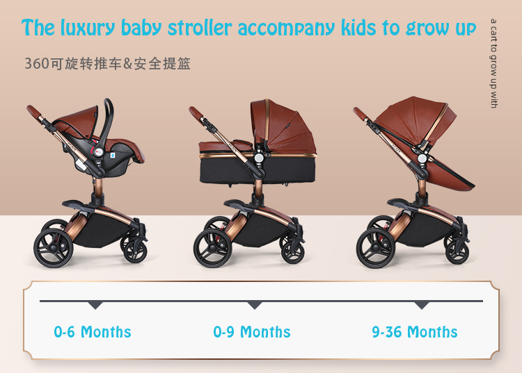 Fast Shipping Door To Door Luxury Baby Stroller 3 in 1 Folding bi-directional high landscape stroller baby pram china factory