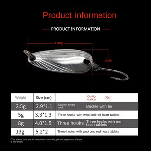 <span class=keywords><strong>Promotion</strong></span> Usine OEM Leurres Cuillères Métalliques à Point Rouge Bioniques Multi-tailles (2.5g, 5g, 8g, 13g) à Longue Portée pour Toutes les Couches d'Eau - Product Image 2