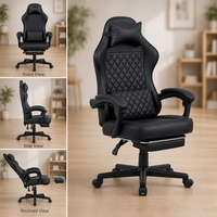 Chaise de jeu ergonomique au design moderne, chaise de bureau pivotante extensible, hauteur réglable, cuir PU, personnalisation disponible