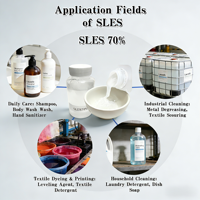 Sodium Lauryl Ether Sulfate SLES 70% Qualité cosmétique Liquide visqueux jaune clair pour les soins capillaires et les cosmétiques