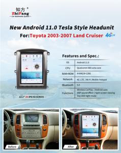 เครื่องเล่นมัลติมีเดียในรถยนต์ระบบแอนดรอยด์ 13 แบบ Zhifang Tesla พร้อมระบบนำทาง GPS สำหรับรถยนต์โตโยต้าแลนด์ครุยเซอร์ ปี 2003-2007 รุ่น LC100 - Product Image 6