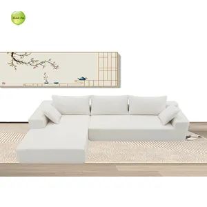 Ý High End vải da sofa kết hợp sofa Set cho phòng khách đồ nội thất chạm khắc Bọc Sofa Set w448