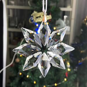 Brilliant Polished Engraved Clear Crystal Eco-friendly Love Style Christmas Tree Decorations Snowflake Glass <b>Ornaments</b> for - Product Image 2