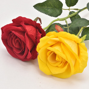 Tiges de roses artificielles en velours de 50 cm, réalistes, pour décoration de mariage et de maison, fleurs en vrac - Product Image 4