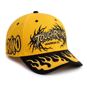 Cappellino da Baseball Personalizzato TOUGHRHINO con Ricamo 3D Fiamme Gotiche, Nero, Visiera Piatta, Twill, Stile Y2K Streetwear, Ingrosso Gorras Headwear <span class=keywords><strong>Co</strong></span> - Product Image 1