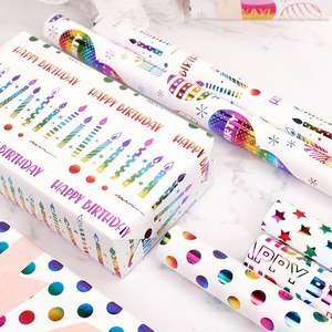 2025 New Design Birthday Gift <b>Wrapping</b> <b>Paper</b> 43*300 cm Design <b>Wrapping</b> <b>Paper</b> for Kids Gift Wraps 3 <b>Rolls</b> a Set - Product Image 2