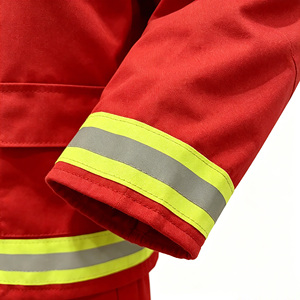 Ensemble de costume de <span class=keywords><strong>pompier</strong></span>, uniforme de <span class=keywords><strong>pompier</strong></span> 2 pièces avec bandes réfléchissantes, veste et pantalon rouges pour Halloween - Product Image 5