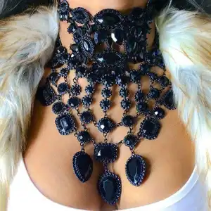 2021 Tassel Necklace Popular Black Diamond Short Clavicle Sweater Chain