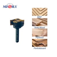Miaorui 6.35*25.4*47L*(2+2)T Tête de fraiseuse à rainurage en T à lame remplaçable, pour fraisage de surface, dorée, style insert, pour spoilboard