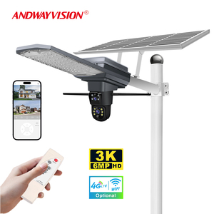 New ống kính kép CCTV máy ảnh 4 gam khe cắm thẻ Sim 3MP 4MP PTZ IP Mạng năng lượng mặt trời LED ánh sáng đường phố đèn với máy ảnh ngoài trời - Product Image 2