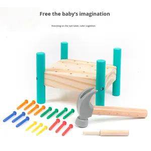 Jouets éducatifs Montessori transfrontaliers en bois pour bébés de 3 à 6 ans : marteau à clous pour la coordination œil-main - Product Image 3
