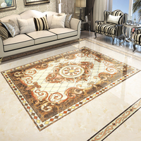 Carreaux de sol en porcelaine pour villa et hôtel, design personnalisé de tapis de Foshan, carrelage de sol brillant plaqué or, entrée, porche, puzzle