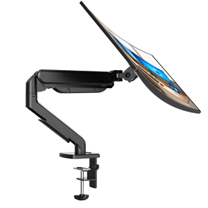 <span class=keywords><strong>Support</strong></span> d'<span class=keywords><strong>écran</strong></span> Kelmy <span class=keywords><strong>en</strong></span> alliage d'aluminium noir, <span class=keywords><strong>réglable</strong></span> <span class=keywords><strong>en</strong></span> <span class=keywords><strong>hauteur</strong></span>, avec inclinaison de 65° pour moniteurs LED/LCD de 2 à 9 kg et 17 pouces, fixation de bureau, modèle exclusif - Product Image 1