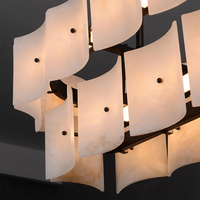 Lampe suspendue LED en tranche d'albâtre naturel, luminaire de plafond d'art moderne, lustre de luxe pour villa, éclairage de luxe pour salon
