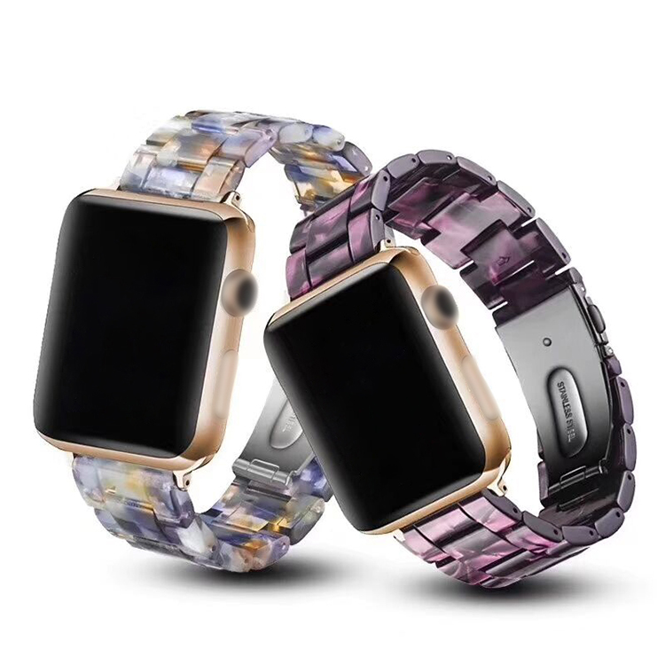 Bracelet de rechange en résine colorée de luxe 44mm 40mm 42 mm 38mm pour Apple Watch
