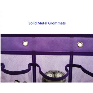 Organisateur de placard suspendu avec 30 poches transparentes, rangement rectangulaire violet à suspendre sur la porte pour bijoux, téléphone, calculatrice - Product Image 6