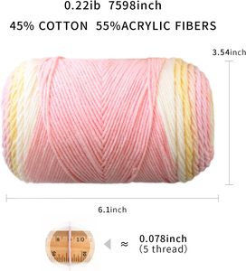 Hilo de Algodón de Leche de Alta Calidad con Degradado de Color Arcoíris para Tejer a Mano y Hacer Ganchillo, Disponible en Stock - Product Image 6
