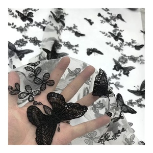 Kain Tulle Bordir Bunga Kupu-kupu 3D CXT004 untuk Gaun Pengantin - Product Image 3