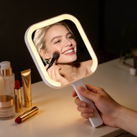 Espejo de Maquillaje con Luz LED, Espejo Cosmético Portátil de Bolsillo, Espejo de Maquillaje LED Cuadrado de Moda
