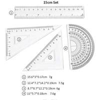 Ensemble de 4 règles en plastique transparent pour les mathématiques, comprenant un rapporteur, des équerres triangulaires et une règle droite, pour l'école, le bureau et la maison