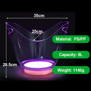 Chất lượng cao KTV Bar Đảng hình dạng hình bầu dục LED sang trọng nhấp nháy rượu Vodka Whisky rượu sâm banh Xô Nhựa Acrylic Xô đá - Product Image 3