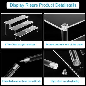 Exhibidores Acrílicos Transparentes de 3 Niveles, 2 Piezas, para Perfumes, Alimentos, <span class=keywords><strong>Amiibo</strong></span>, Figuras y Cupcakes - Organizador de Mesa - Product Image 5