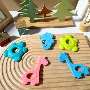 Grosir BPA gratis silikon lembut menyenangkan kartun hewan aman lem gigitan bayi mainan karet kunyah - Product Image 4